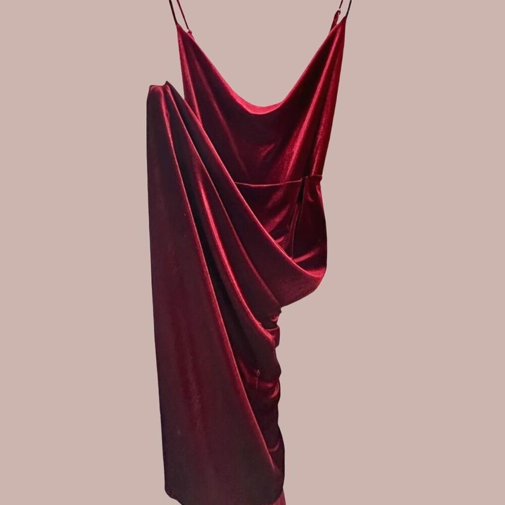 Lulus Immensely Impressive Wine Red Velvet Cowl Neck Maxi Dress